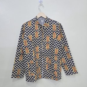 Reversible Tiger Print hand block print cotton quilted jacket coat Jacket, Cotton Sari Kantha Coat, Short Jacket