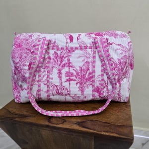 Quilted Duffle Tote Shoulder Bag, Cotton Summer Floral Eco friendly Sustainable Sturdy | Yoga Shopping Beach Artist Boho Bagpack For Gift