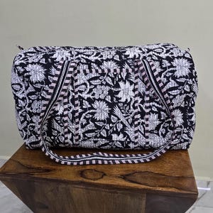 Quilted Duffle Tote Shoulder Bag, Cotton Summer Floral Eco friendly Sustainable Sturdy | Yoga Shopping Beach Artist Boho Bagpack For Gift