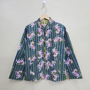 Indian Handmade Vintage Quilted Jacket ,Coats ,New Style, Boho, Cotton Jacket Long Jacket, Popular Now, Jungle Print Jacket, Jacket for Gift
