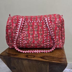 Quilted Duffle Tote Shoulder Bag, Cotton Summer Floral Eco friendly Sustainable Sturdy | Yoga Shopping Beach Artist Boho Bagpack For Gift