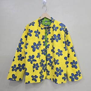 Etsy’s Pick, Indian 100% Pure Cotton Quilted Floral Jacket, Indian Short Jacket, Bestseller, Reversible Jacket,Popular Now, Jacket for Gifts