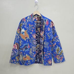 New Boho Style Quilted Handmade Jackets, Cotton Women&#39;s Quilted Jacket Block Printed Coat Holidays Gifts Button Closer Jacket for Women Gift