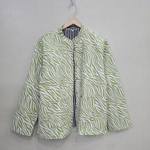 Cotton Quilted Reversible Jacket Women Wear Front Open Indian Jacket HandMade Vintage Quilted Jacket , Coats , New Style