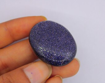 AAA+ Synthetic Blue Sunstone Cabochon,Blue Sunstone Gemstone For Making Jewelry, Pendant Stone, Loose Stone, Blue Sunsitara Cabochon 31×23MM