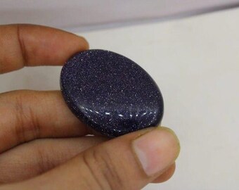 Cabujón de piedra solar azul sintético AAA+, piedra preciosa de piedra solar azul para hacer joyas, piedra colgante, piedra suelta, cabujón de piedra solar azul de 35 × 25 mm
