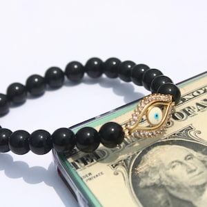 Rare!! Black tourmaline Bracelet, Stretchy Crystal Bracelet, black tourmaline Bracelet For Men and Women, Healing Crystal, gift for her