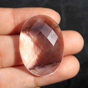 AAA+ quality Faceted Crystal Cabochon, Clear Faceted Cabochon, Clear Faceted Crystal Hydro cabs, Healing Crystal, Gift For Her 29×21mm