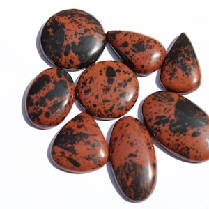 Mahogany Obsidian Cabochon, Mahogany Cabs Loose stone, flat back Gemstone For Making Jewelry, Weight 68 gram, Quantity 9pieces