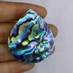ROYAL! Qualità Abalone Cabochon Naturale Abalone Shell Gemma Per Fare Gioielli, Pietra Pendente, Pietra Sfusa Pietra Curativa 39×33 MM 70cts