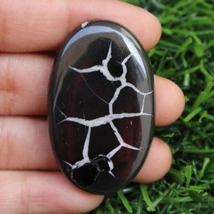 Best quality! Black Septarian Gemstone Natural Black Septarian Cabochons For Jewelry Making ,Healing Stone, hand polished, 40×25mm 60cts