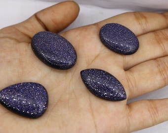 AAA+ Synthetic Blue Sunstone Cabochon,Blue Sunstone Gemstone For Making Jewelry, Pendant Stone, Loose Stone, Blue Sunsitara Cabochon 4pcslot