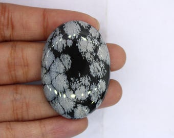 Natural! Snowflake Obsidian Cabochon,AAA+Quality Natural snowflake Obsidian Gemstone,Loose Cabochon,for jewelry making  gift for her 40×28MM