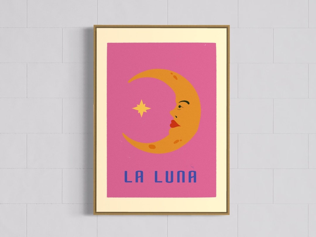 Moon and Stars Print, Celestial Wall Art, Boho Interior, Vintage Print