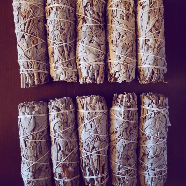 ORGANIC California White Sage 4″- 5″ Smudging bundles, best sage, organic sage, healing sage, raw sage, hippie incense, organic incense