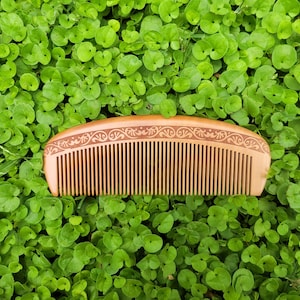 Beautiful Peach wood hair comb, celtic comb, celtic brush