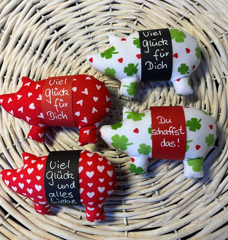 Lucky pig lucky charm personal message of good luck heart cloverleaf