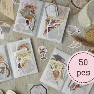 50 PCS Scrapbooking Supplies Stickers Vintage Scrapbook Stickers