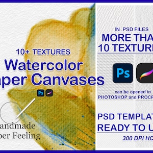 Procreate Watercolor Paper Texture Canvas, Realistic Watercolor Paper Texture Background, Procreate Photoshop Overlay Digital Paper Textures