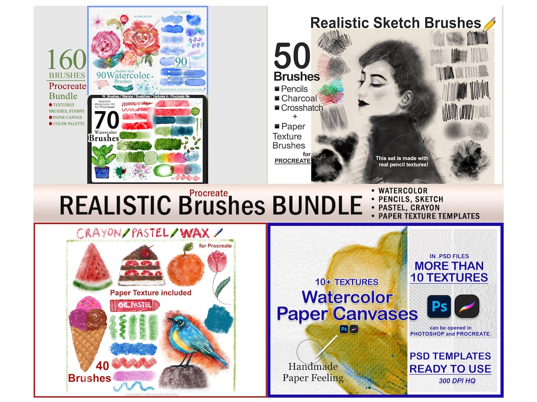 Procreate Brush Bundle Set, Procreate Watercolor Brushes Pencil Sketch ...