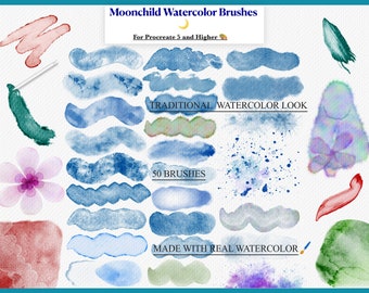 Procreate Watercolor Brushes Brush Set, Procreate Watercolor Texture, Digital Painting Brushes, Watercolor Paper Texture Canvas Color Swatch