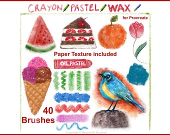 Realistic Oil Pastel Procreate Brushes, Wax Crayon Brushes, Crayon Procreate Brush Set, Digital Procreate Brushes Drawing Brushset Brushpack