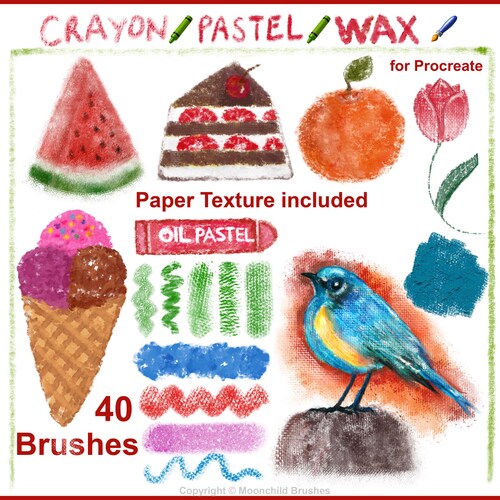 Realistic Oil Pastel Procreate Brushes, Wax Crayon Brushes, Crayon Procreate Brush Set, Digital Procreate Brushes Drawing Brushset Brushpack