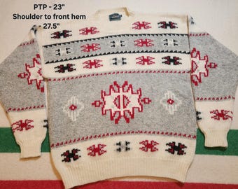 Vintage Woolrich Nordischer Pullover | 80er 90er Jahre Fair Isle Pullover | Southwestern Tribal Print Pullover | Herrengröße