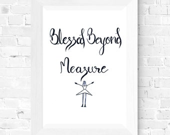 Blessed Beyond Measure Calligraphie en noir et blanc Œuvre d’art numérique de Thanksgiving