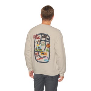 Pull ras du cou carte Radiator Springs, chemise carte voitures, Lightning McQueen, cadeau personnalisé, nom personnalisé, t-shirt de massage feuille de route, fête des mères, fête des pères
