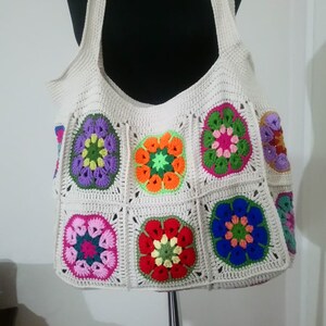 Crochet Granny Square Tote Bag: Knitted African Flower Purse