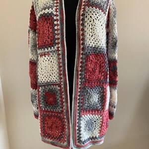 Crochet Granny Square Cardigan: Geometrical Patchwork Knit Jacket