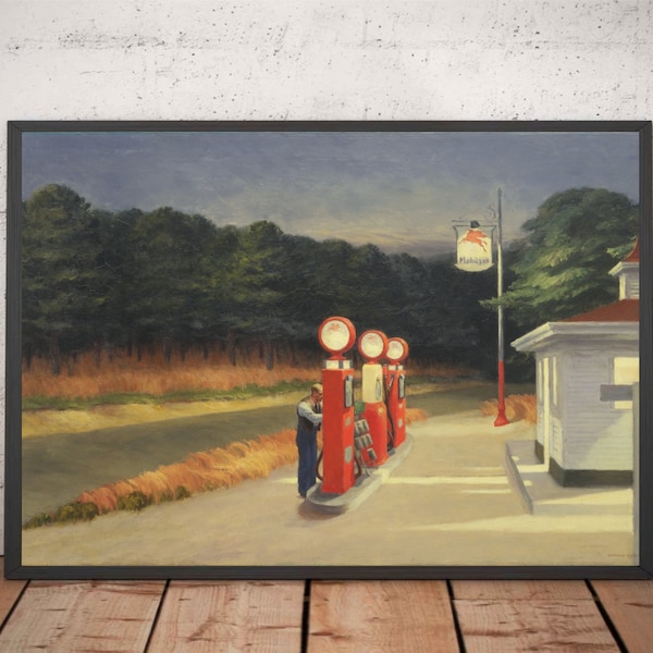 Station-service Edward Hopper - Impression artistique