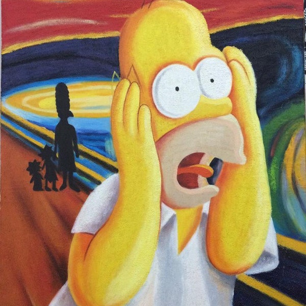 Homer Simpson Edvard Munch Der Schrei Die Simpsons antike Malerei Kunst Vintage Druck Poster 45cm x 60cm