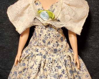 Barbie clothes+ doll clothes+ Sleeveless ruffled floral dress+ lace overlay cape