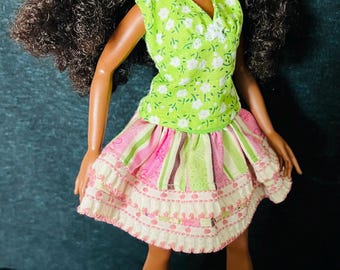 Lime green skirt set/Doll fashions