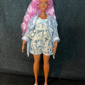 Doll PJ&#39;s/ Floral and lace baby doll PJ set with floral denim cowl cover-up