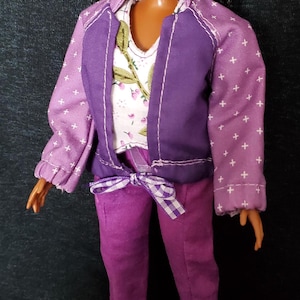 Doll fashion pants set/ Cross-back floral top, ankle pants, baseball jacket