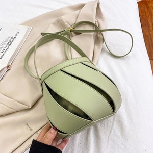 High Quality PU Leather Shoulder Bag | Fashion Bucket Crossbody Bags | Hollow Out Summer Handbags | Cute Small Bag | 5 Color Option