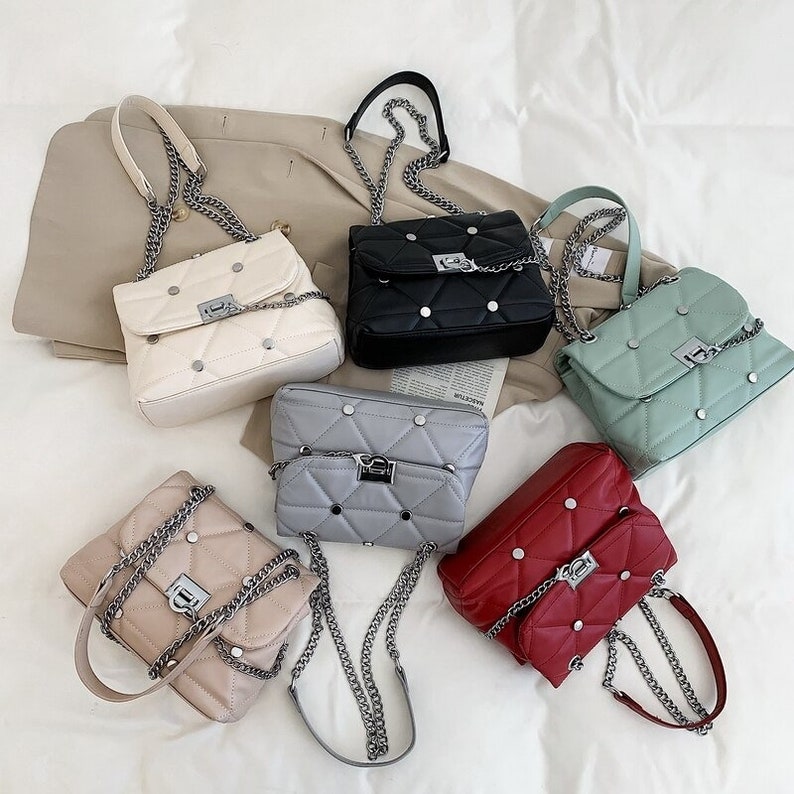 Fashion Small Square Bag High Quality Leather Chain Bag image 7