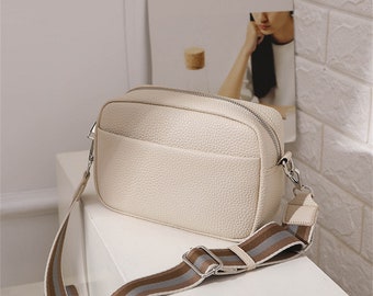 New wild wide shoulder strap small square bag retro single shoulder messenger pu lipstick bag outing travel accessories