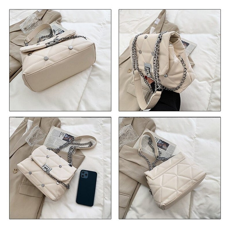 Fashion Small Square Bag High Quality Leather Chain Bag image 9