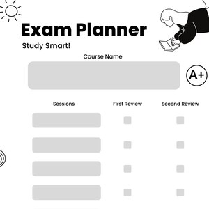 Planer egzaminów, do druku, planer, PDF, planer cyfrowy, organizator dla uczniów