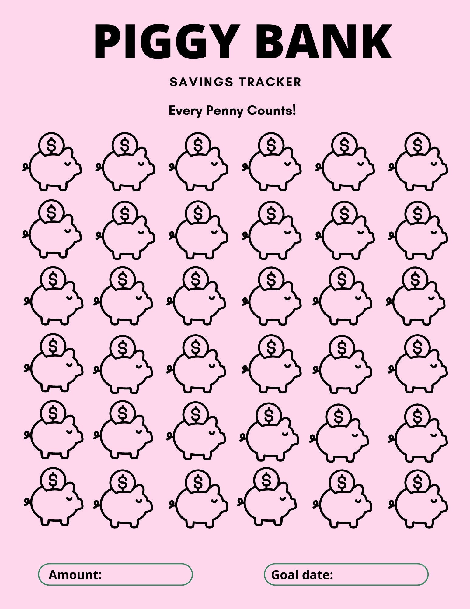 Save Money, Piggy Bank, Planner, Printable - Etsy