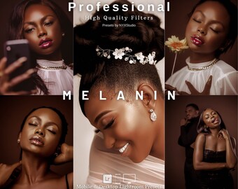 15 Melanin Lightroom Presets | Mobile + Desktop | Queen, Dark, Moody, Noir, Classy | Blogger and Instagram Presets | Plus Adobe Camera Raw