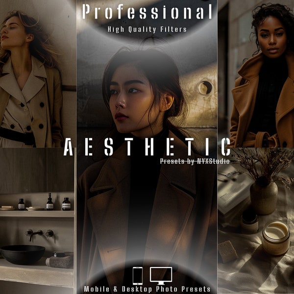12 Aesthetic Presets | Desktop & Mobile Presets | Gray Tones, Dark, Little Light, Noir | Blogger and Influencer Presets | Photo Filters