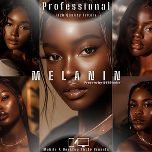 15 Melanin Presets | Desktop & Mobile Presets | Queen, Dark, Moody, Noir, Classy  | Blogger and Influencer Presets | Photo Filters