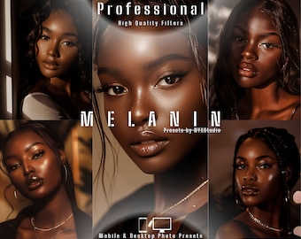 15 Melanin Presets | Desktop & Mobile Presets | Queen, Dark, Moody, Noir, Classy  | Blogger and Influencer Presets | Photo Filters