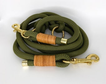 Tau collar leash set for dogs in olive green | Dog collar | Train stop collar | adjustable dog leash | Dog accessories