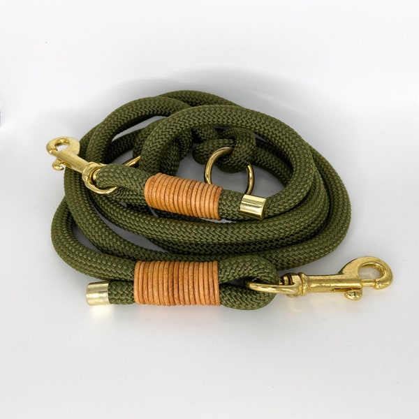 Tau collar leash set for dogs in olive green | Dog collar | Train stop collar | adjustable dog leash | Dog accessories